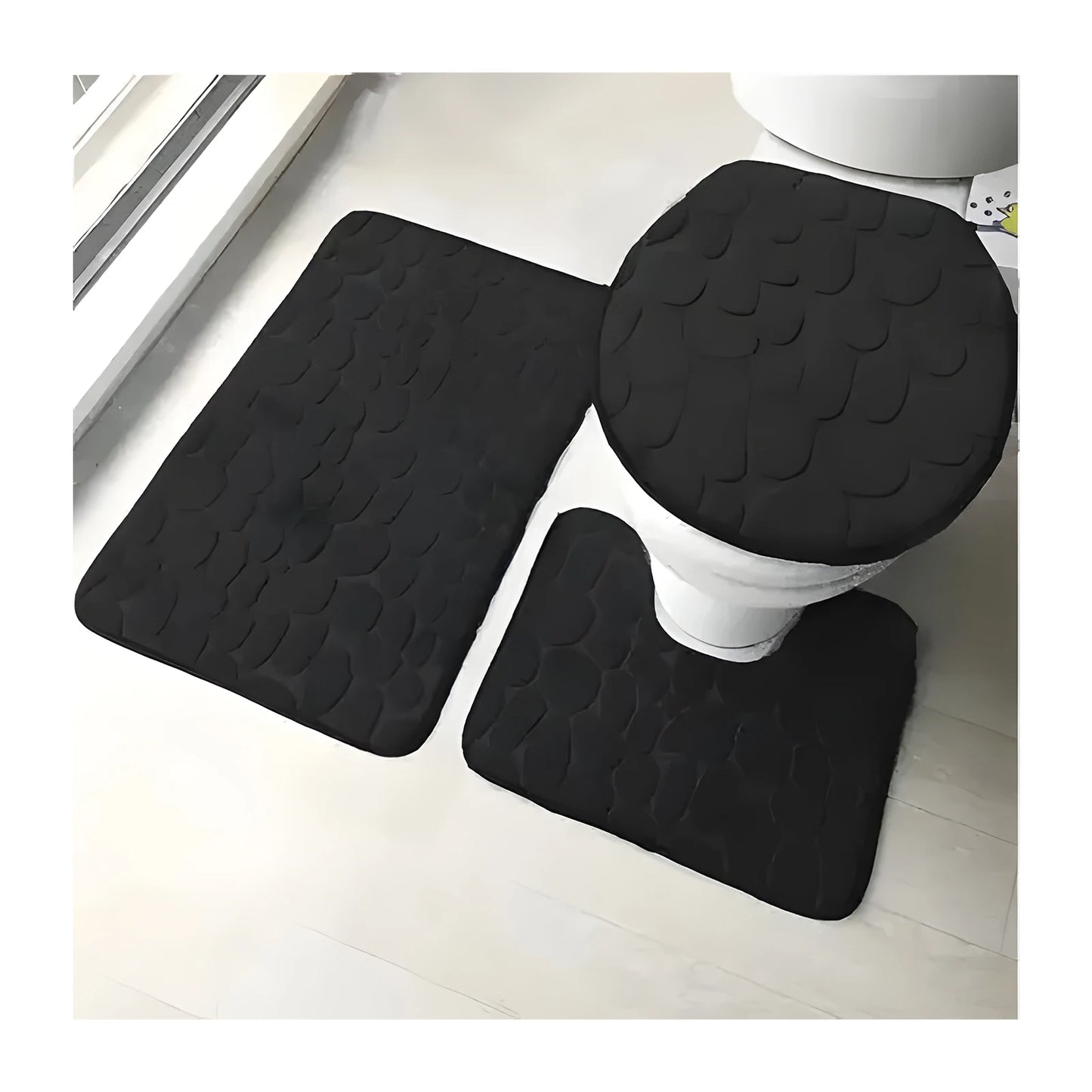 Podofo 3 Piece Non Slip Foam Bath Mats Set Memory Foam Rug