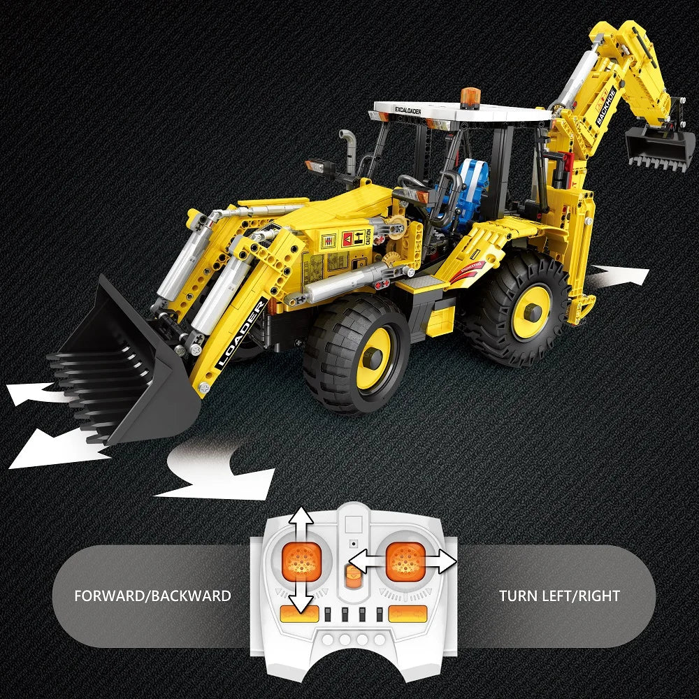 Backhoe Loader Bulldozer Remote Control Building Blocks Set App Control 2466 Pcs