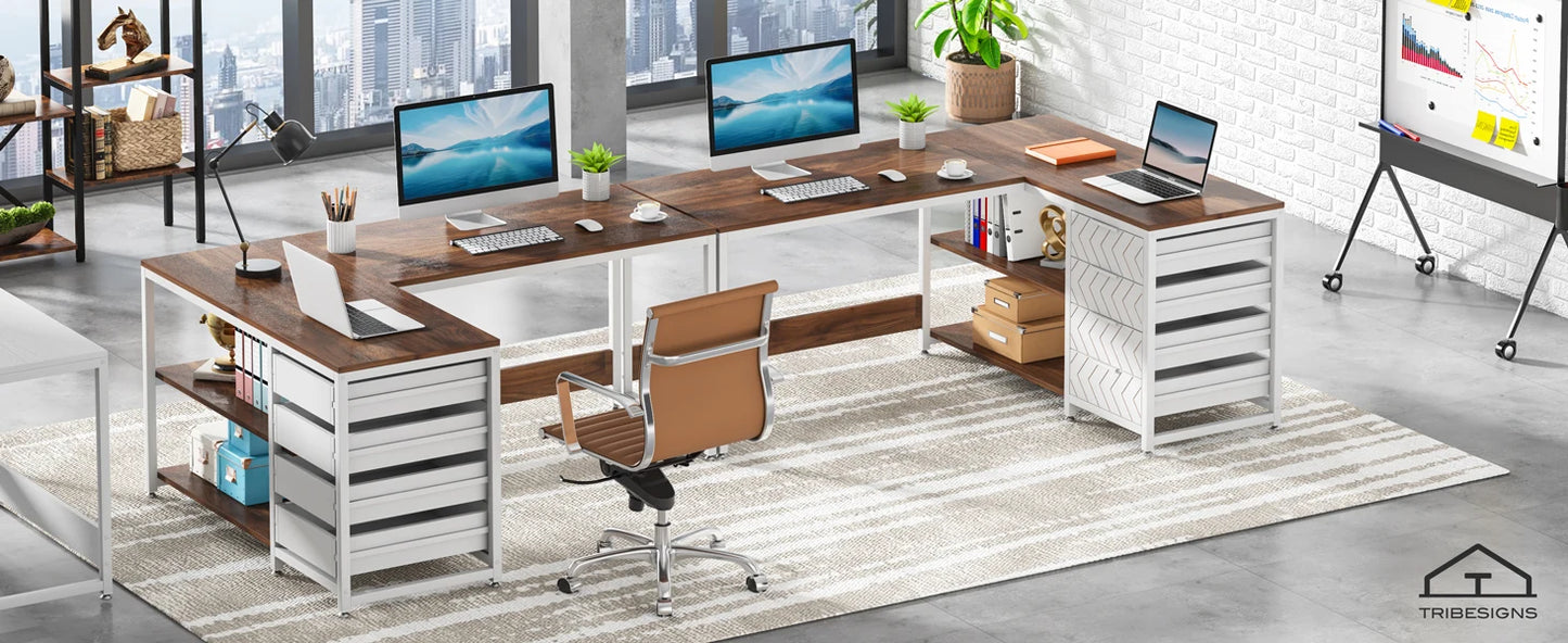 Tribesigns L Shaped Computer Desk With Storage Drawers