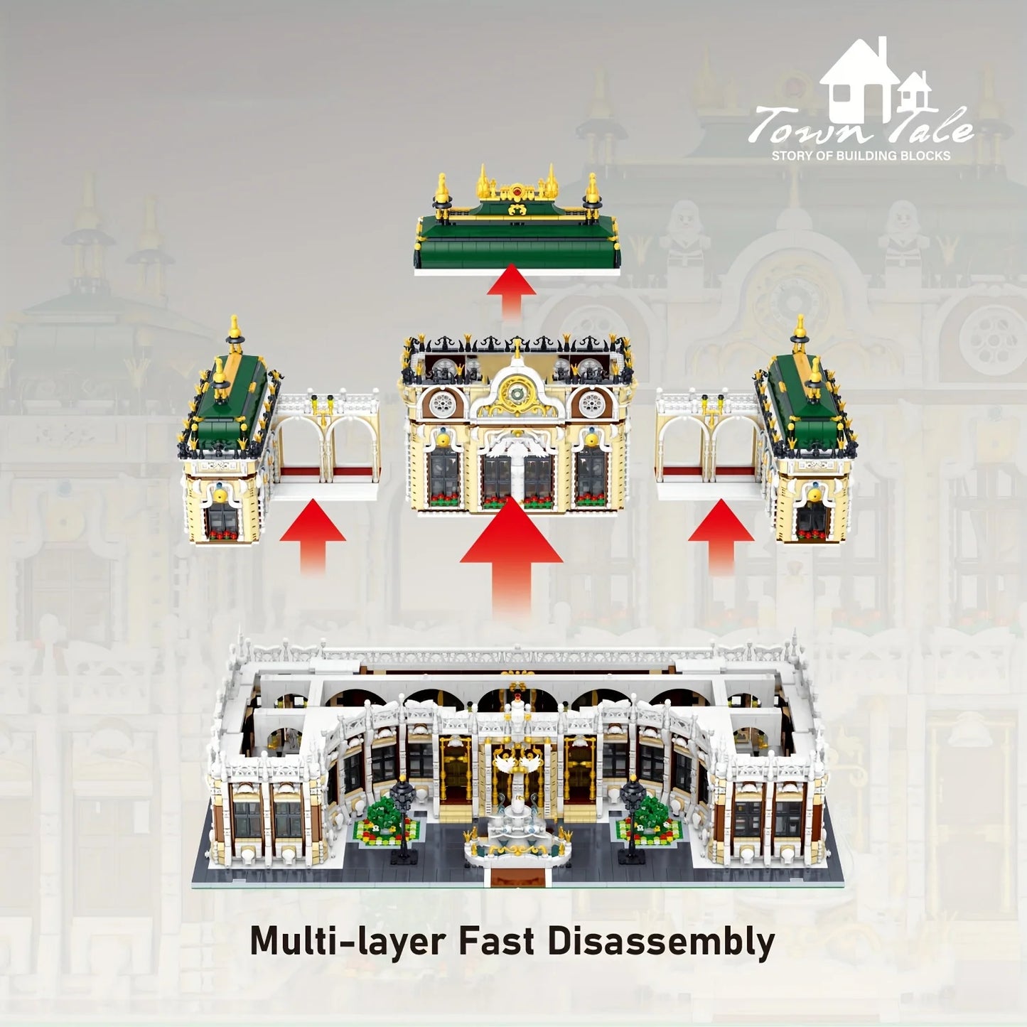 11930 Pieces Luxury Palace Building Blocks Street View Model MOC Brick Toys