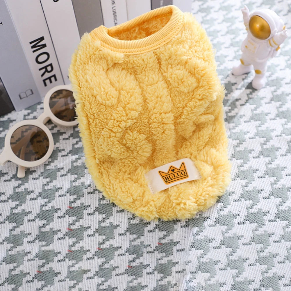 Solid Cute Wavy Double Sided Puppy Kitten Warm Coat Sweater for Small Dogs Cats