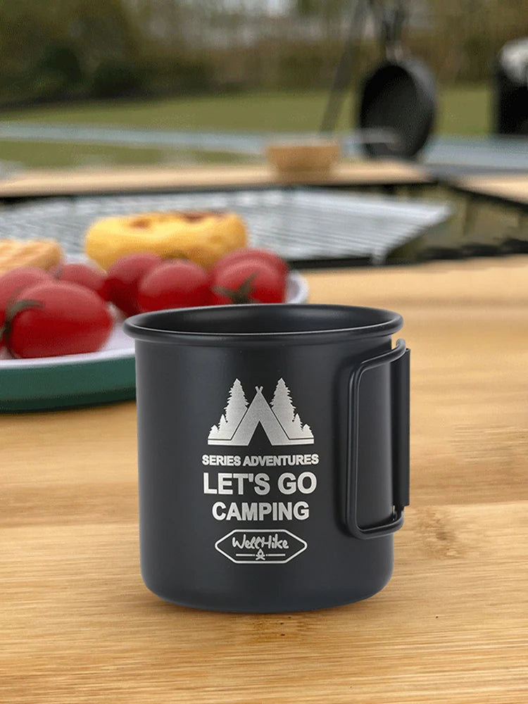 300ML Titanium Camping Mug Foldable Handle Portable