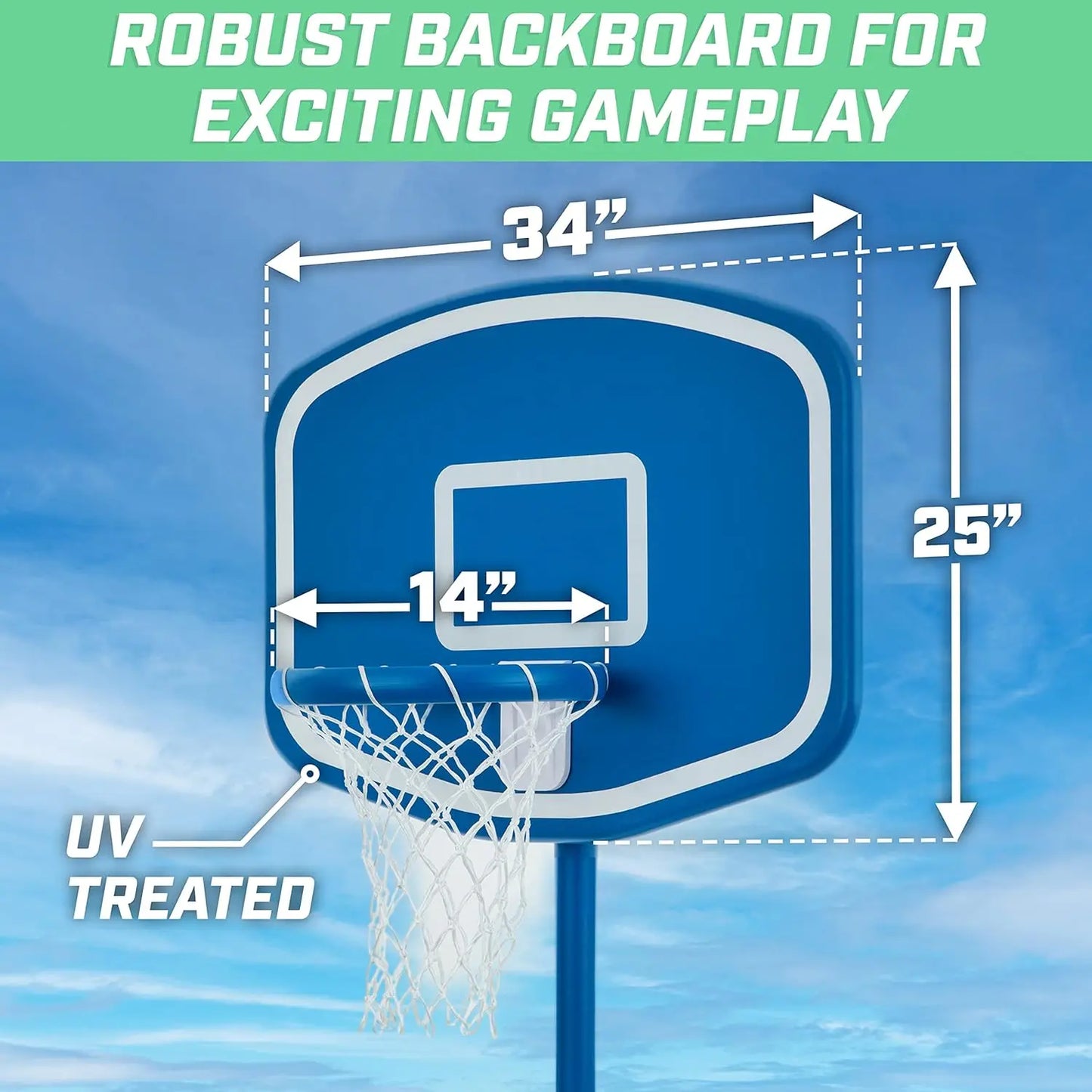 Above Ground Pool Basketball Hoop Game With 2 Balls And Pump