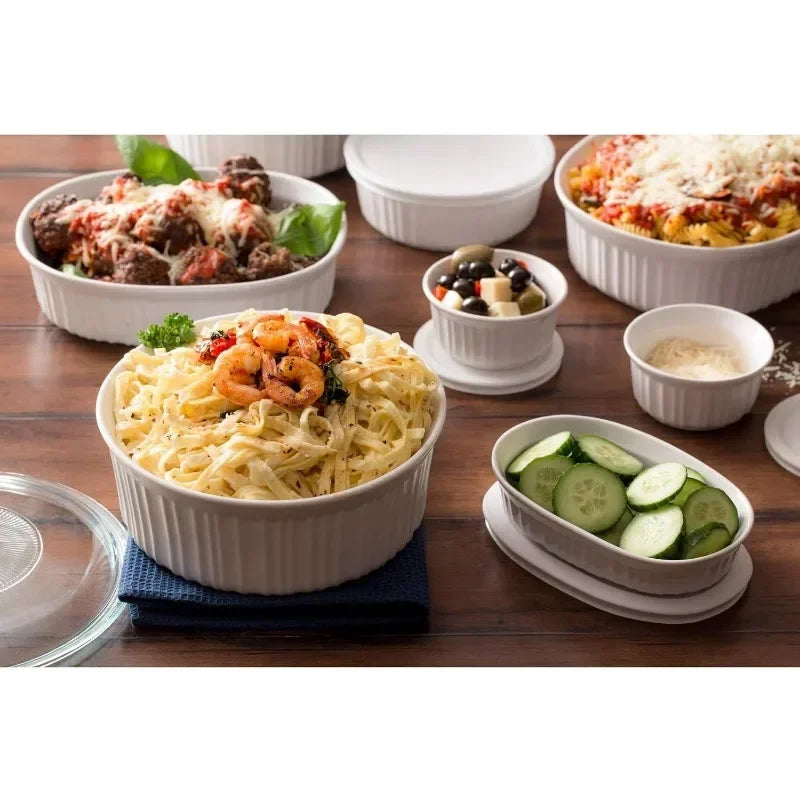 Ceramic Bakeware Set with Lids Chip and Crack Resistant Stoneware Baking Dish 10 Piece French Navy Microwave Dishwasher Oven Freezer Safe