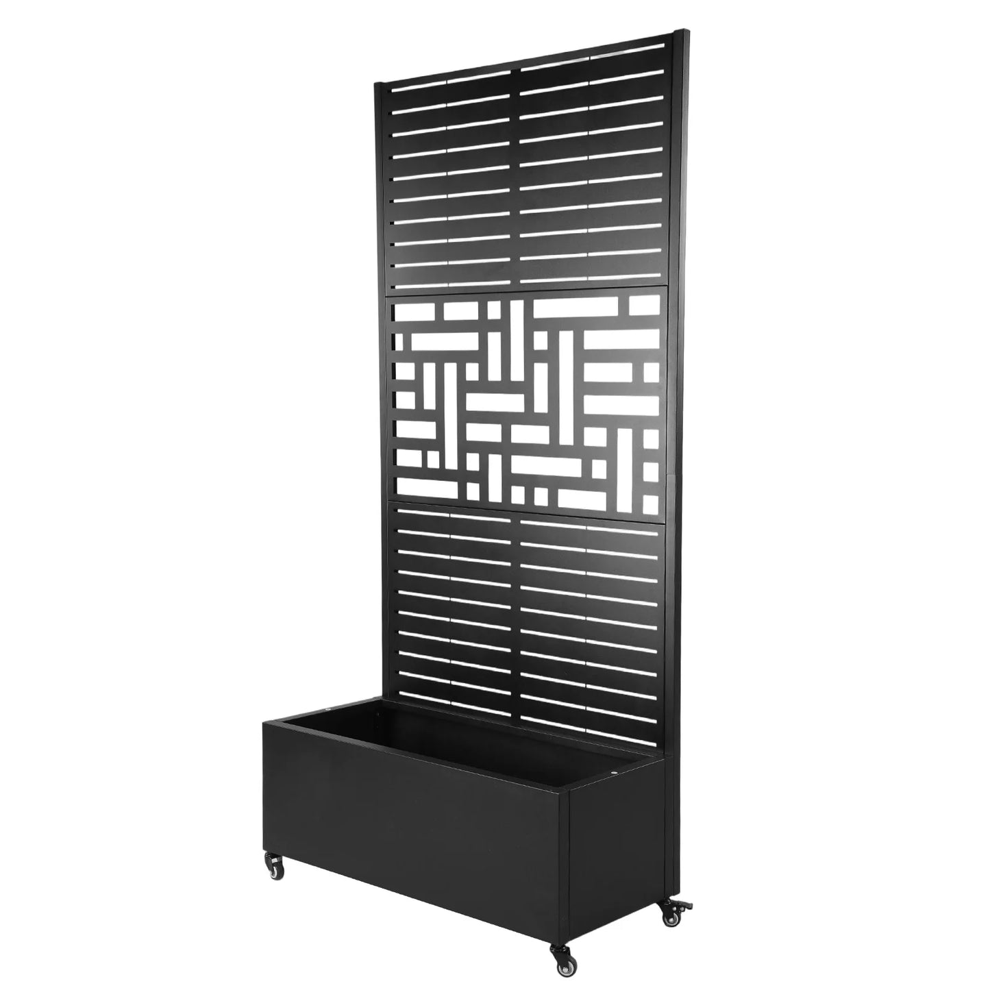 Metal Planter Box With Trellis And Wheels For Climbing Vines Outdoor Garden