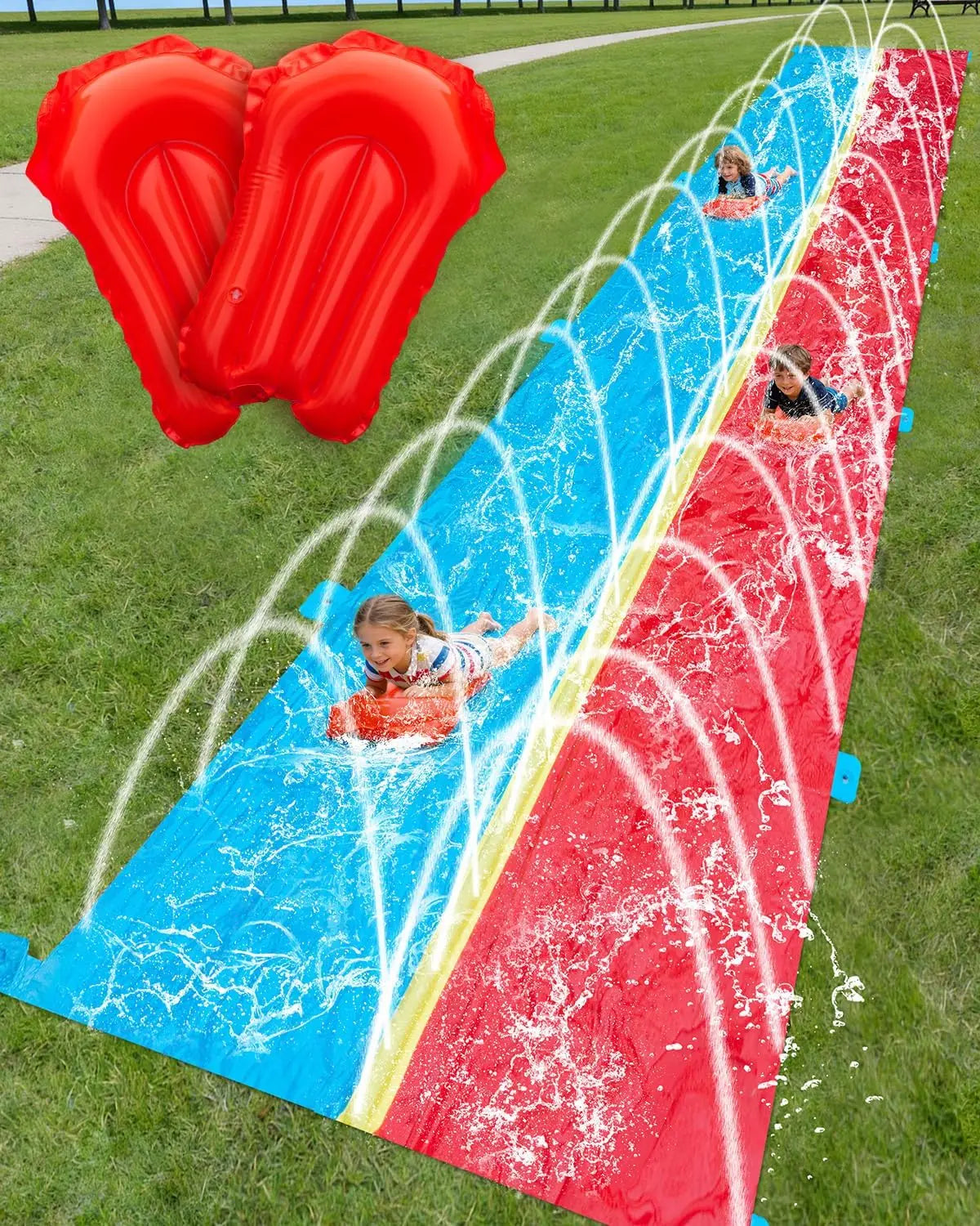 Extra Long 40ft Water Slide With Sprinkler And Two Lanes For Outdoor Summer Fun
