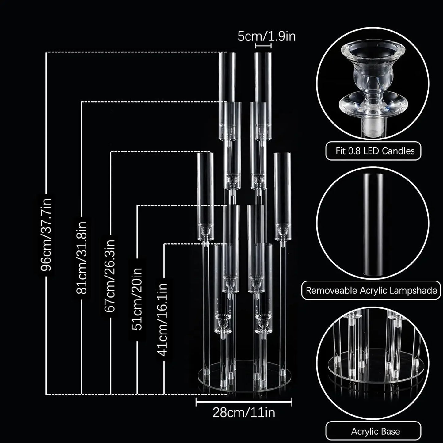 Acrylic Candelabra Centerpiece 10 Arm For Wedding Tables