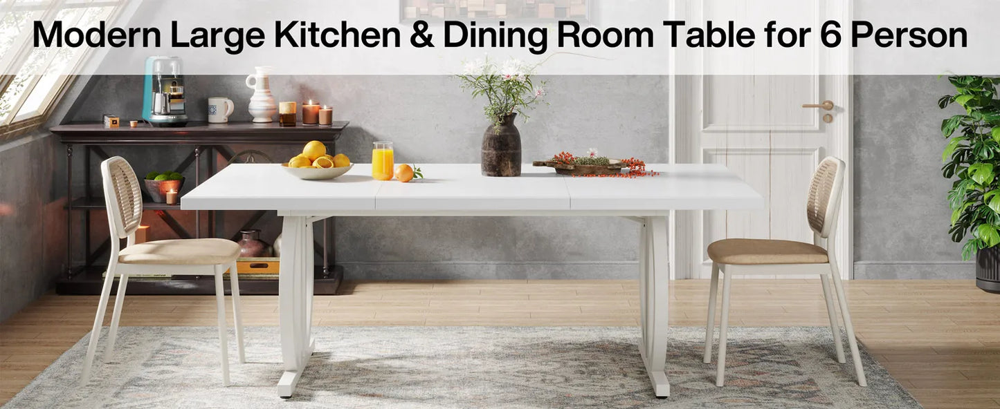 Tribesigns 63 Inch Dining Table For 4 To 6 With Heavy Duty Metal Frame