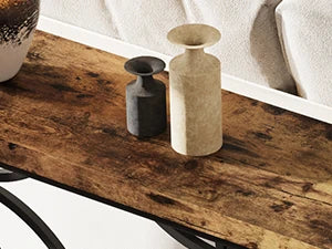 Industrial Narrow Sofa Table With Storage For Entryway