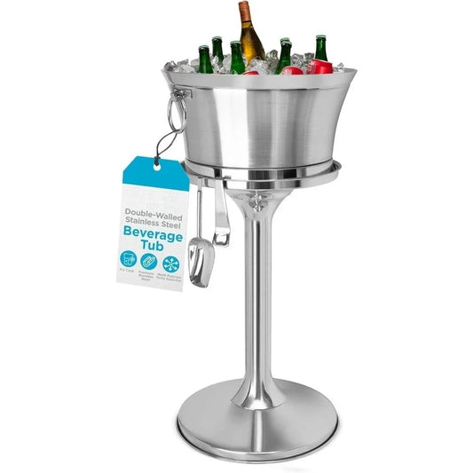 Stainless Steel Beverage Tub With Stand And Bottle Opener