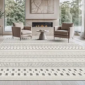 Micro Loop Area Rug Light Gray 9x12 Geometric Modern Luxury Circular Durable Soft Indoor Rugs for Living Dining Room Office