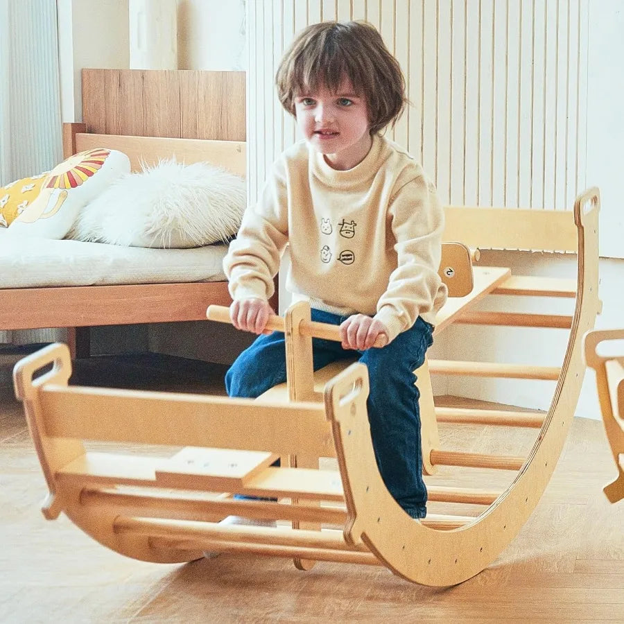 Bailis Ultimate 3in1 Playset Seesaw Climbing Arch Rocker Waldorf Montessori Toy