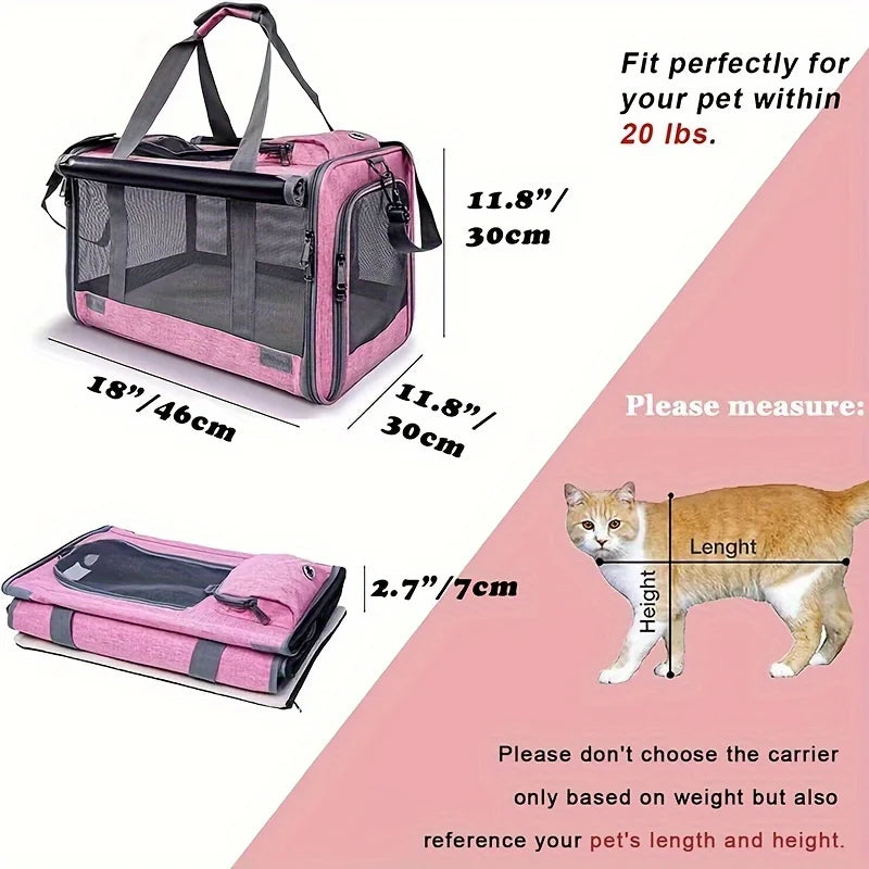 Soft Sided Pet Carrier for Large and Medium Cats and Dogs