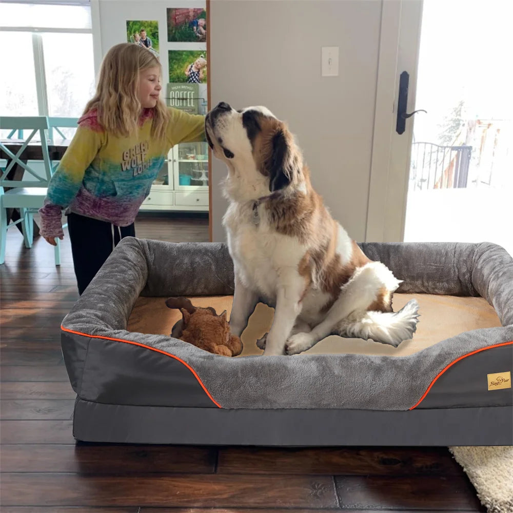 Jumbo Orthopedic Memory Foam Dog Bed Waterproof Elevated Cushion Removable Cover