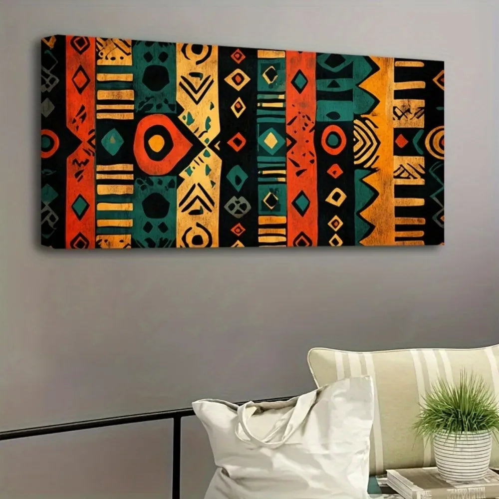 Modern Abstract African Art Canvas Painting Interior Wall Decor Pine Frame 1.5In