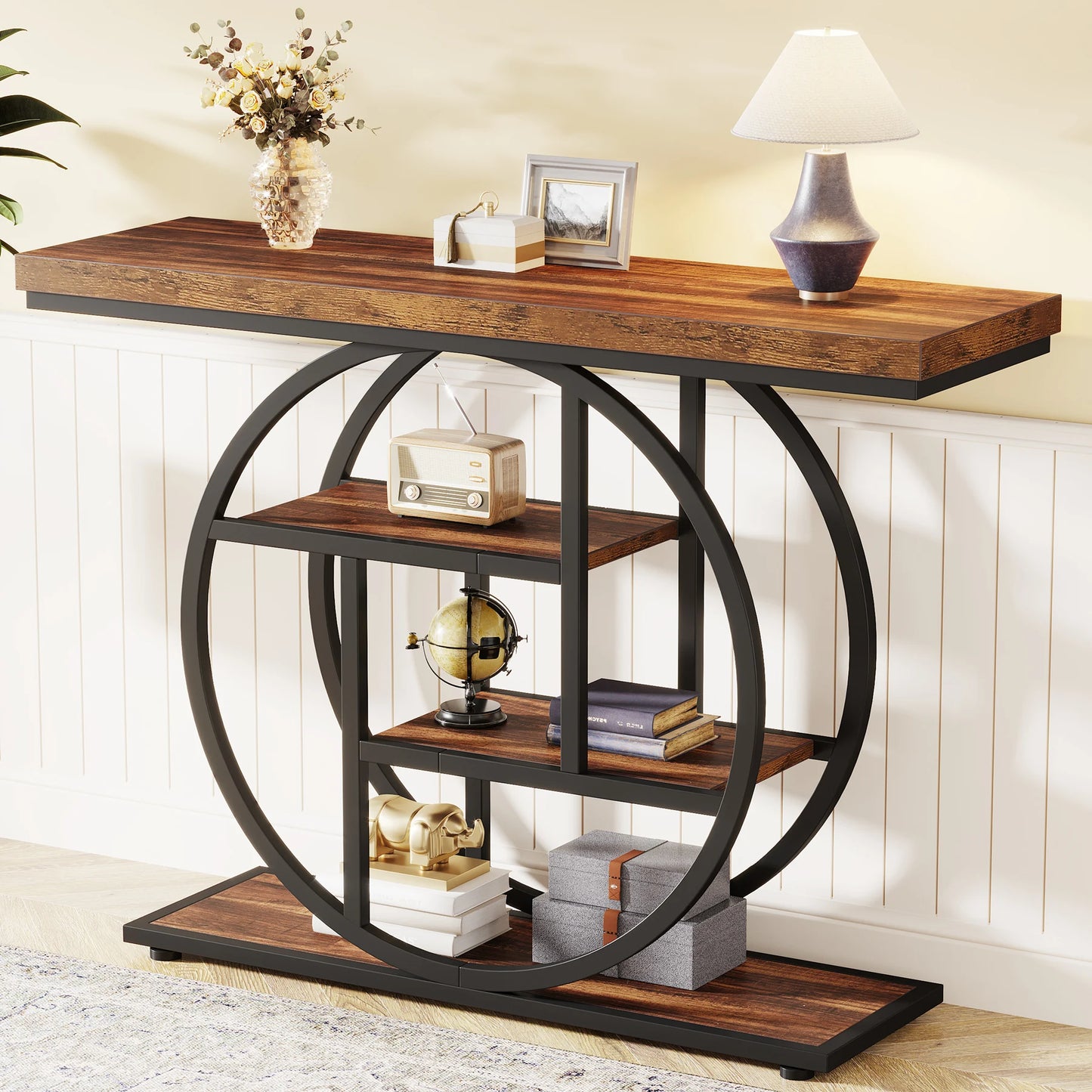 Tribesigns 41.3 Inch Industrial Sofa Table 4 Tier Entryway