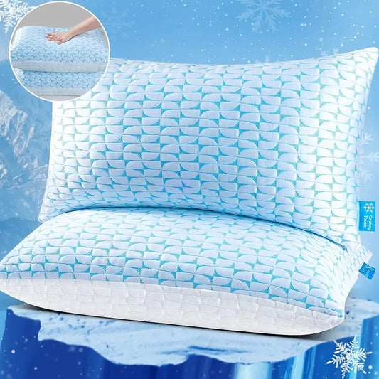 Shredded Memory Foam Pillows Queen King Size Set of 2 Firm Adjustable Cooling Pillow for Side Sleepers Supportive Fluffy Pillow