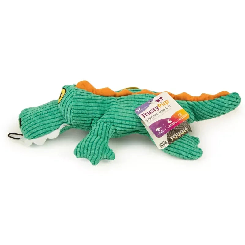 Plush Gator Dog Toy Silent Squeak Chew Resistant Durable