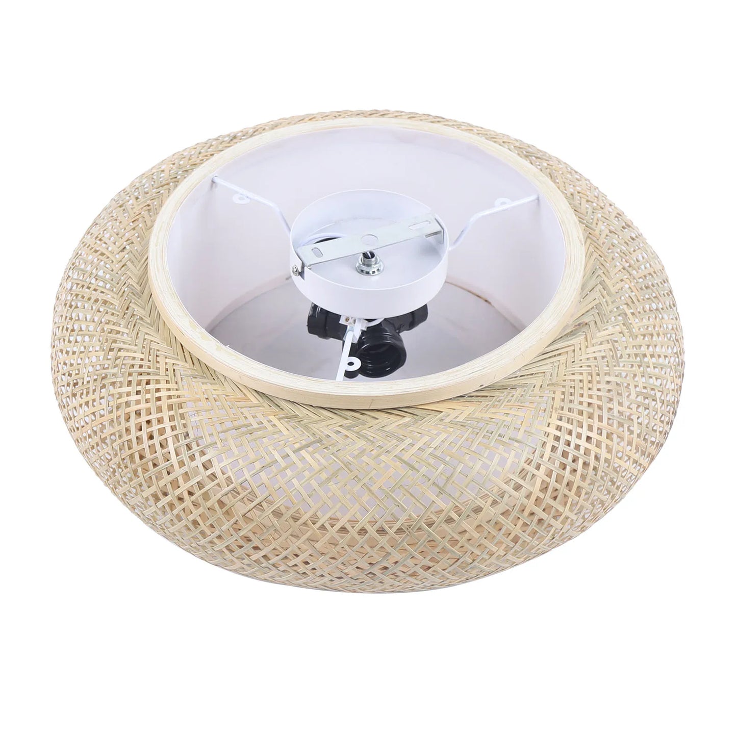 E27 Bamboo Flush Mount Ceiling Light Rustic Rattan Hanging Lamp 3-Lamp 110V 220V 40cm 50cm Bulb Not Included