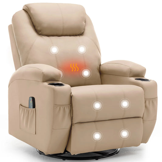 Recliner Chair With Massage And Heat 360 Degree Swivel Cup Holder Remote