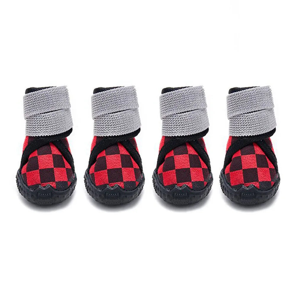 4 Pack Dog Winter Boots For Small Dogs Velvet Anti Slip Waterproof Shoes