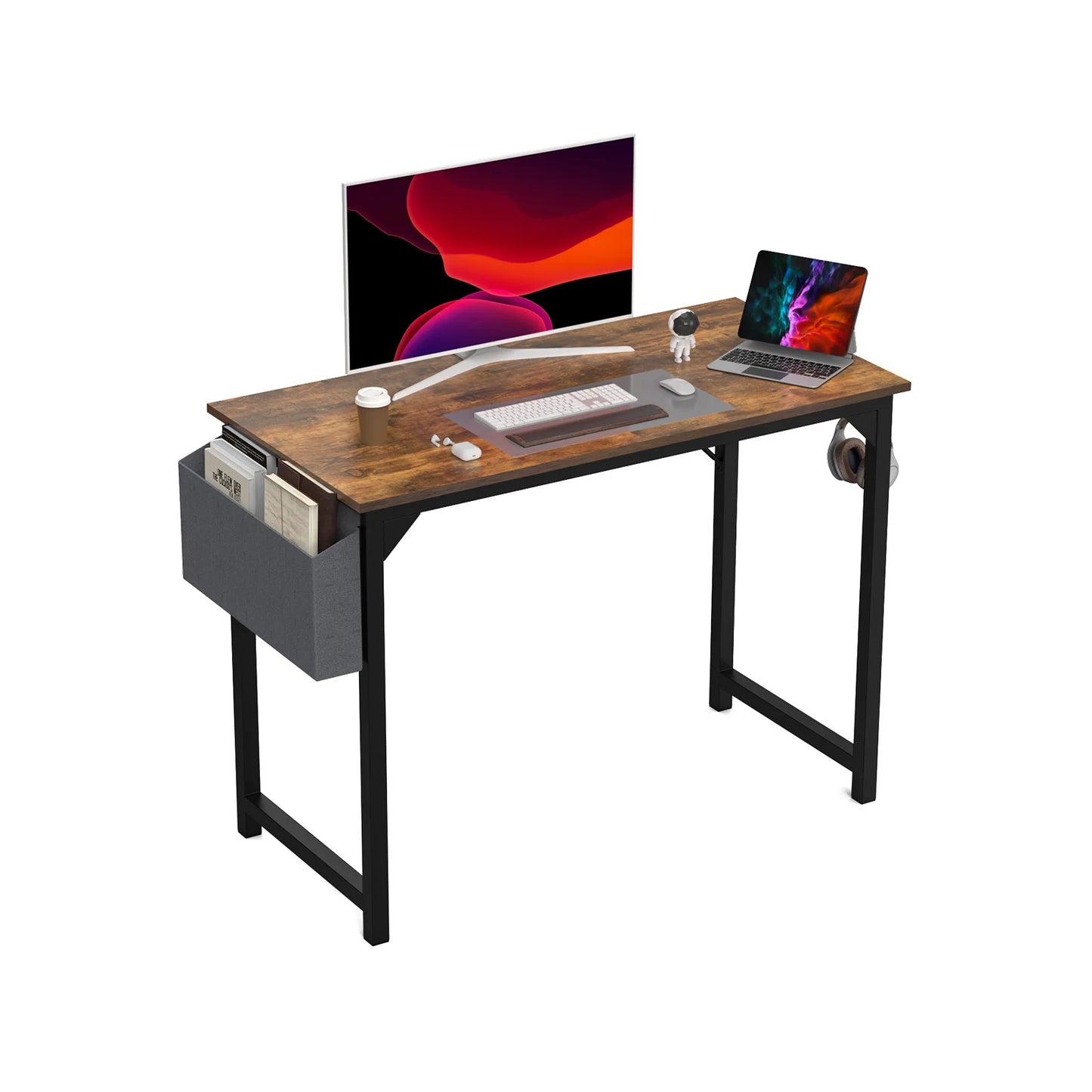 JHK Computer Desk Study Table With Side Bag And Headphone Hook Easy Assembly