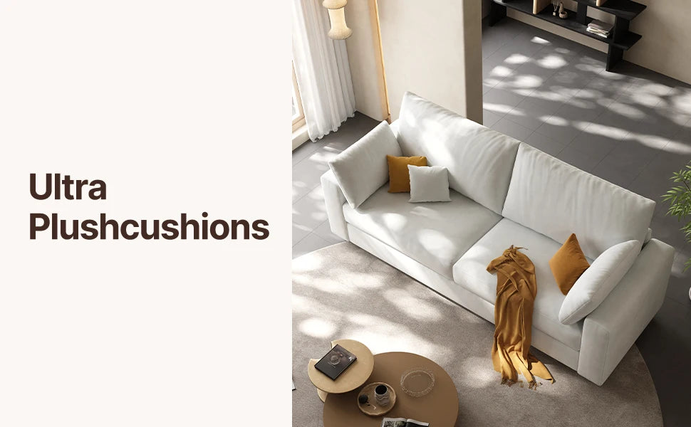 71 Inch Linen Loveseat Sofa Mid Century Modern For Living Room