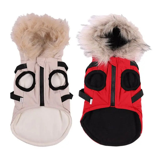 Winter Dog Jacket With Harness Waterproof Hooded Coat For Small Medium Dogs