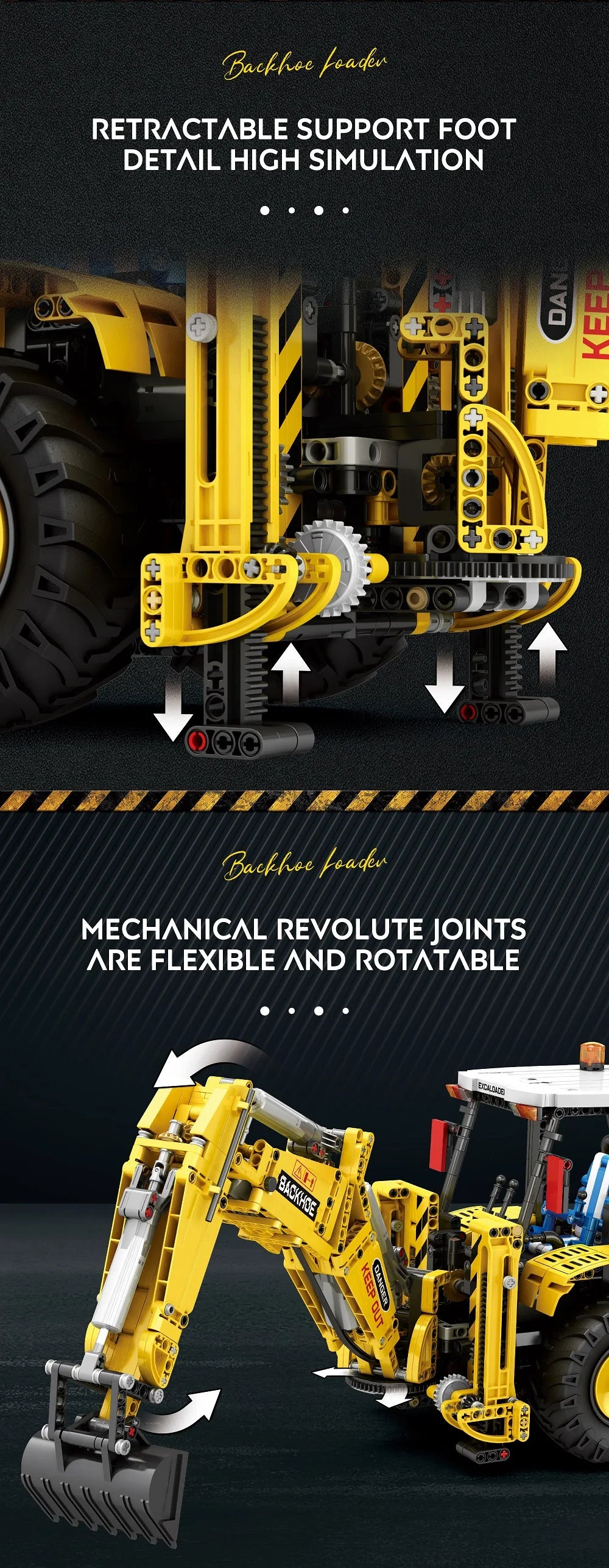 Backhoe Loader Bulldozer Remote Control Building Blocks Set App Control 2466 Pcs