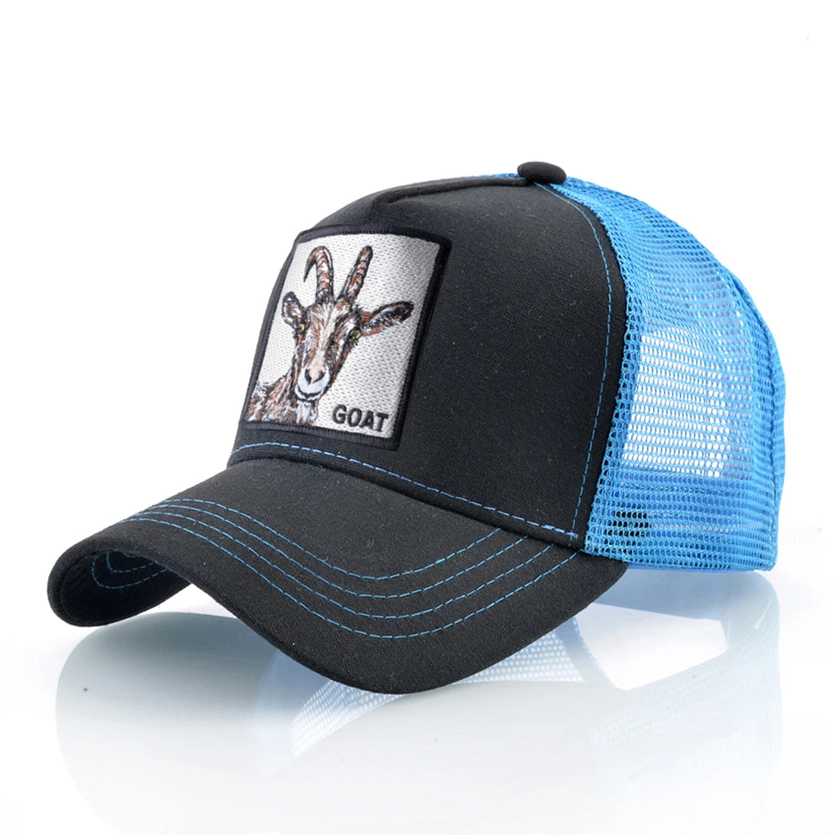 Unisex Embroidered Goat Patch Trucker Cap Four Seasons Snapback Baseball Hat