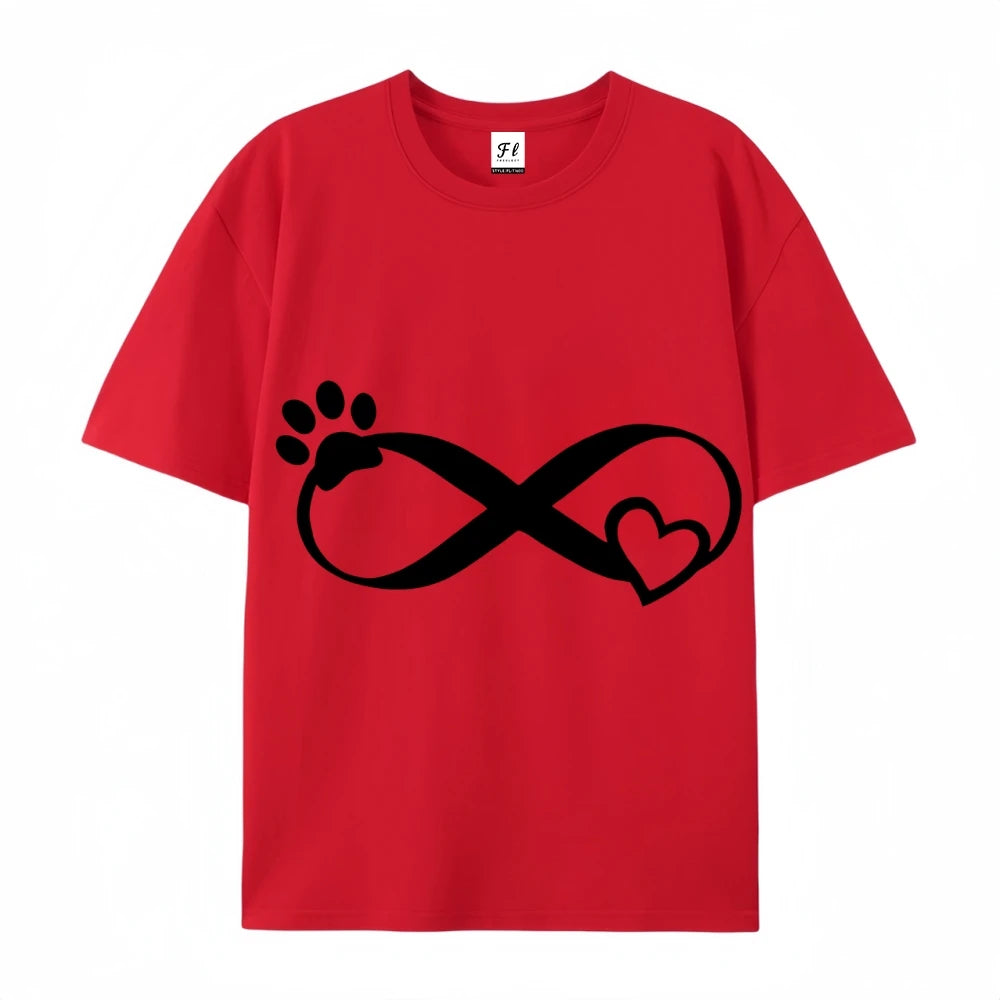 Women Dog Paw Print T Shirt Graphic Cartoon Cute Short Sleeve Tee