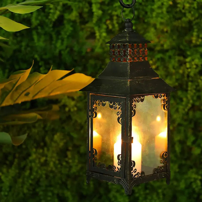 Vintage Metal Candle Holder Hanging Lantern For Outdoor Garden Lighting