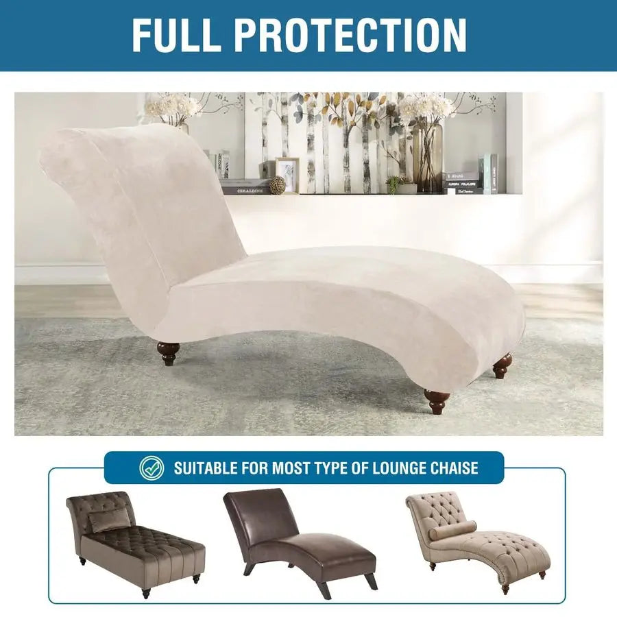 Indoor Velvet Armless Chaise Lounge Cover High Stretch Slipcover for Living Room