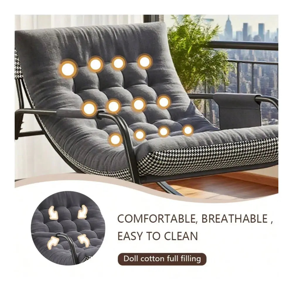 Oversized Papasan Rocking Chair With Cushioned Armrests For Living Room Patio