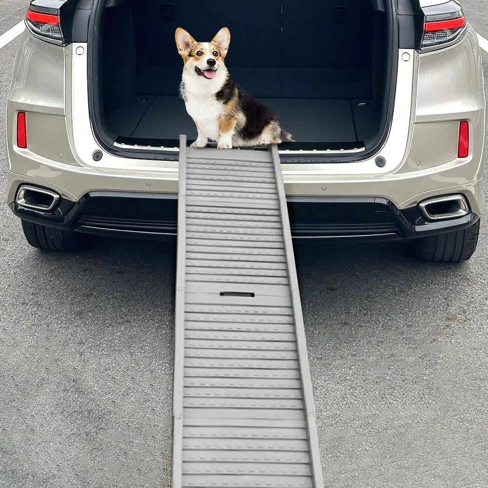 Folding Portable Pet Stair Ramp Non Slip Rug Surface For Cars SUVs And Trucks