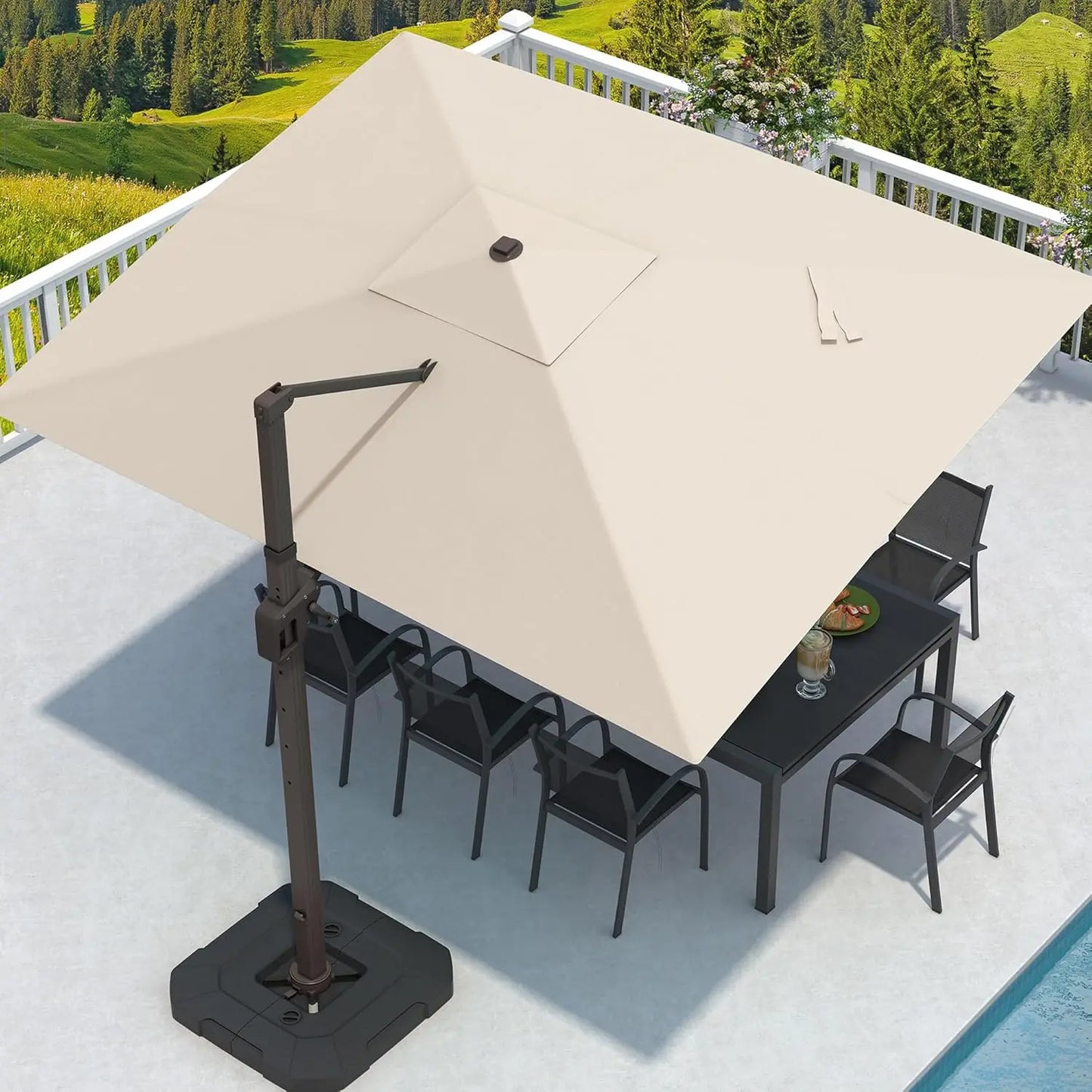 9x12 Cantilever Patio Umbrella With Base Included Rectangular Offset 7 Tilts