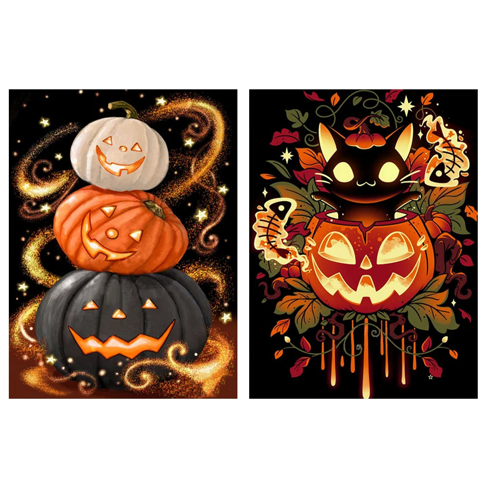 Halloween Pumpkin Cross Stitch With Eco Cotton Thread 11CT
