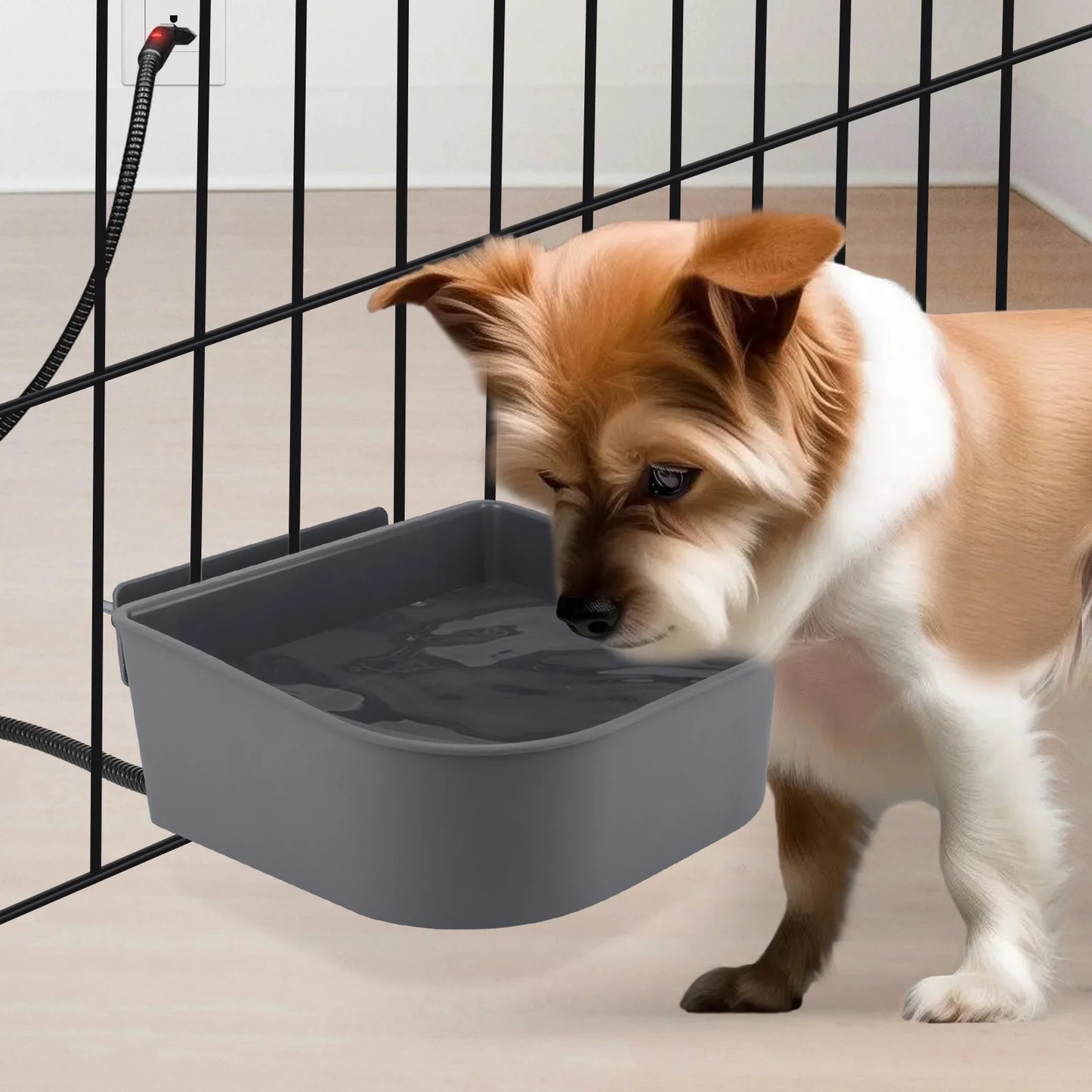 Plastic Heated Pet Bowl Hanging Water Bowl For Dogs Cats Rabbits 1L US