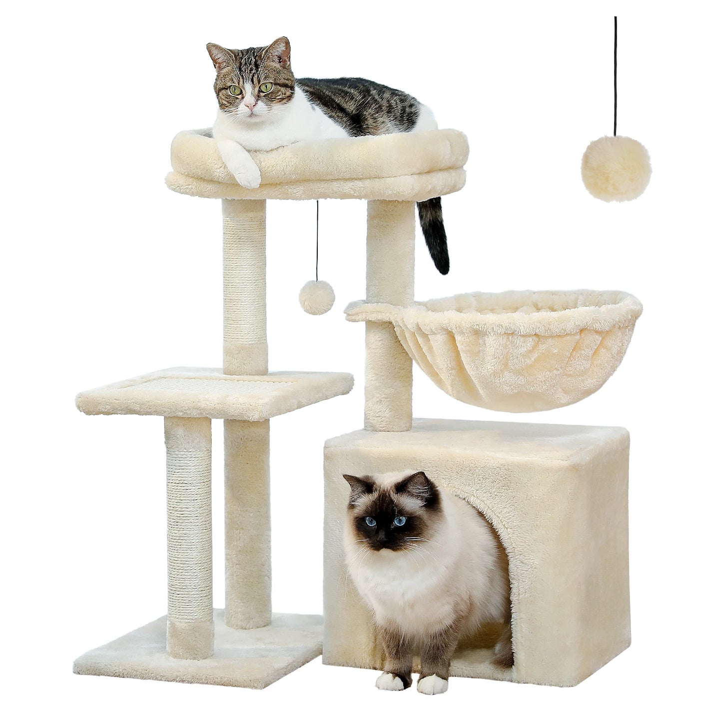 Grey Cat Tree Tower For Indoor Cats Two Styles With Hammock