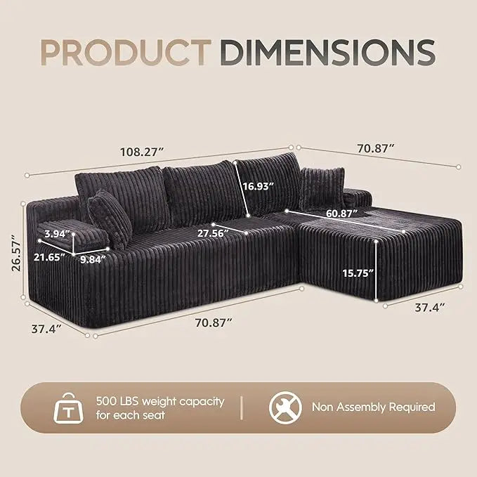 Modular Sectional Sofa L Shaped Memory Foam Living Room