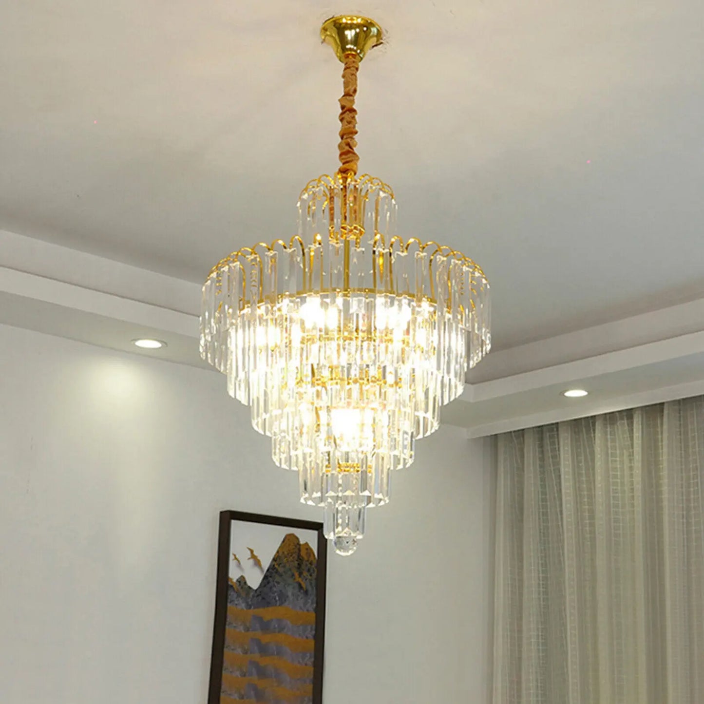 Luxury Crystal Chandelier Modern Ceiling Light Pendant Fixture E14 Elegant Lamp Decor