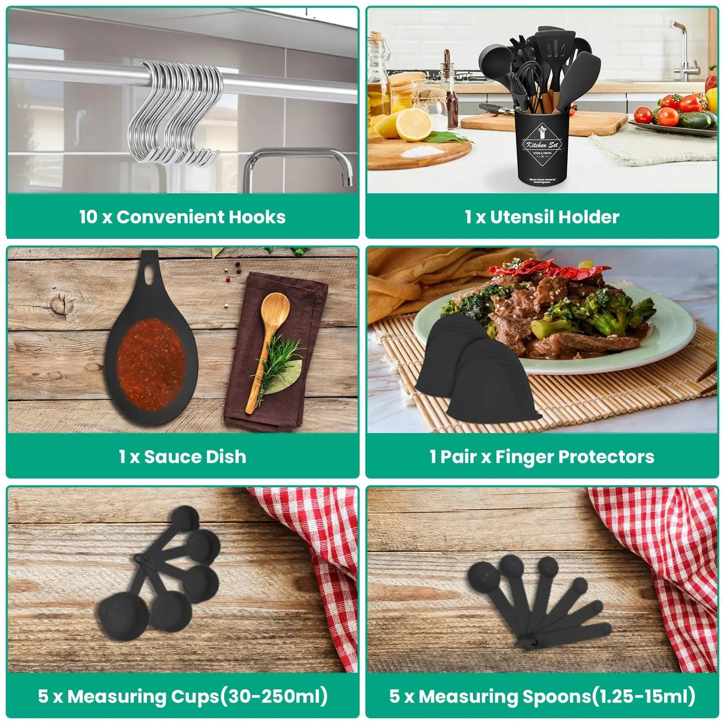 35Pcs Kitchen Cooking Utensils Set Spatula Set Baking Utensils Kitchen Accessories with Holder