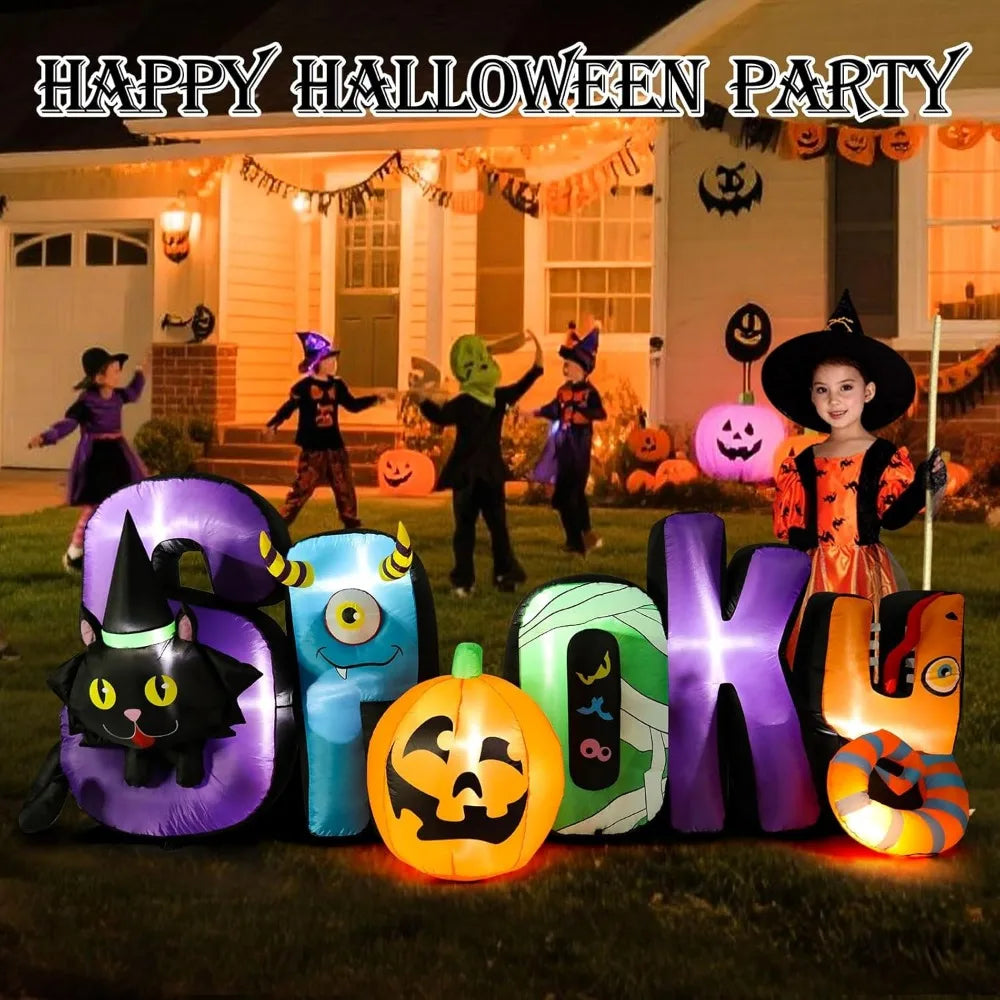 Halloween Inflatable Outdoor Decoration Black Cat Pumpkin