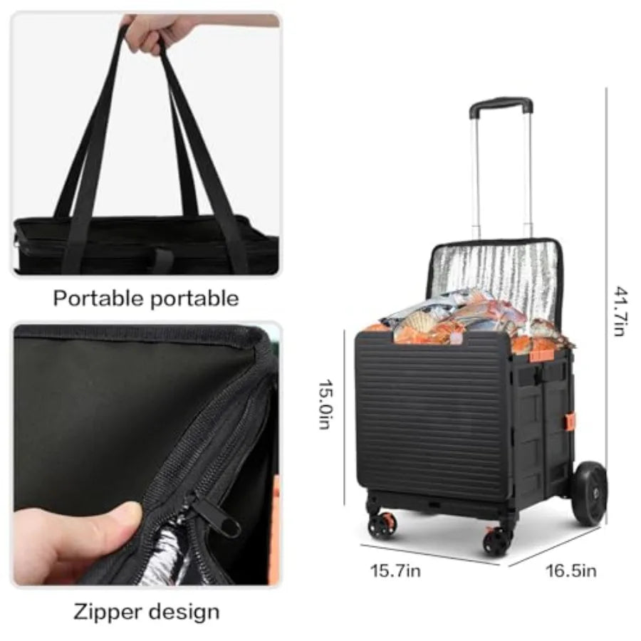Large Wheeled Insulated Cooler Bag With Hard Frame Leakproof For Camping Picnics