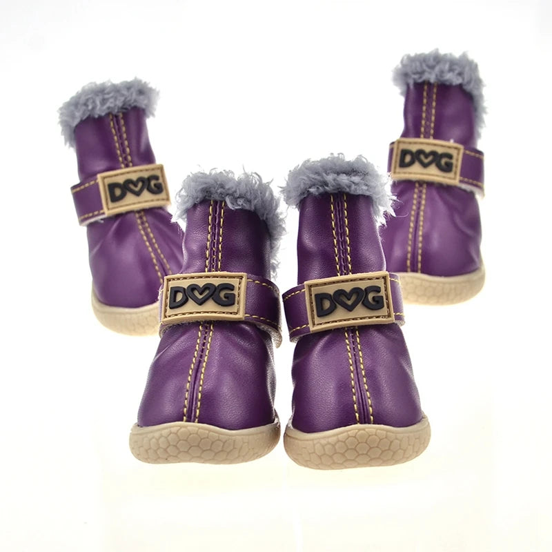 4 Pcs Set Keep Warm Snow Shoes for Small Dogs Non Slip Boots Winter