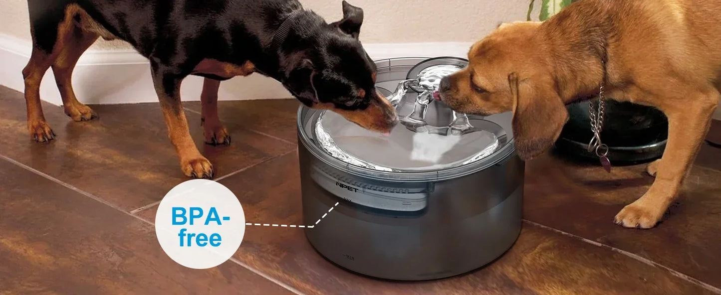 NPET Dog Water Fountain Automatic Dispenser With Splatter Guard For Large Dogs