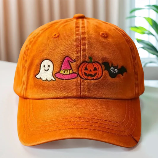 Halloween Pumpkin Face Baseball Hat Men Women Unisex Outdoor Embroidered Cap