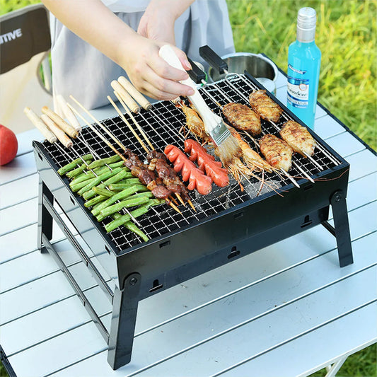 Portable BBQ Charcoal Grill Stainless Steel Mini Tool Kit for Outdoor Cooking Camping Picnic Beach
