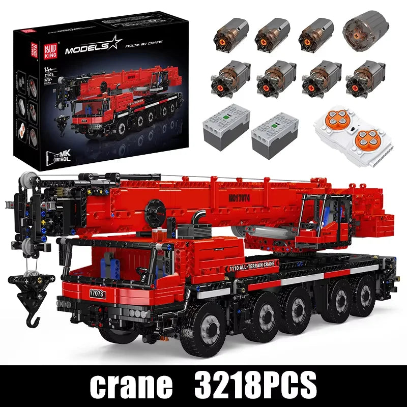 Mould King 17073 17074 RC LTM 1110 Crane Building Block Truck Brick Set
