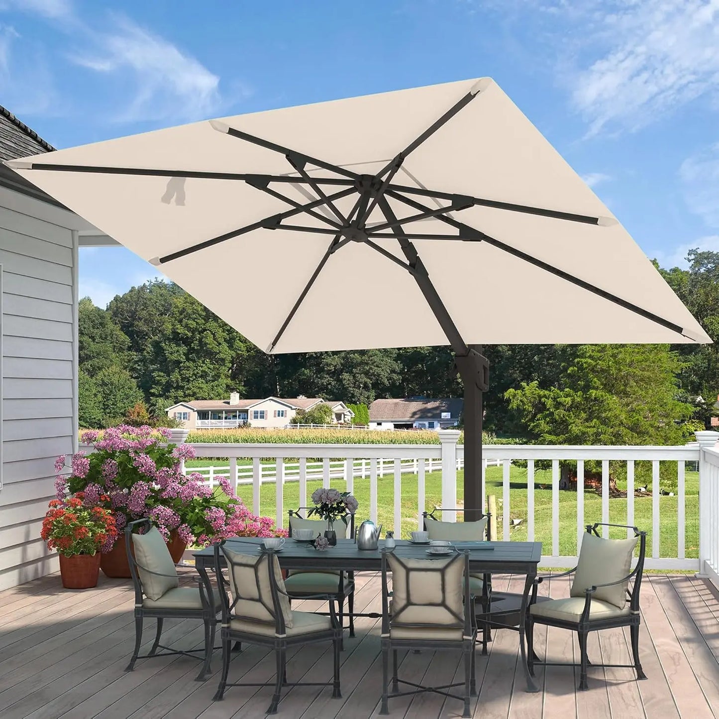 9x12 Cantilever Patio Umbrella With Base Included Rectangular Offset 7 Tilts
